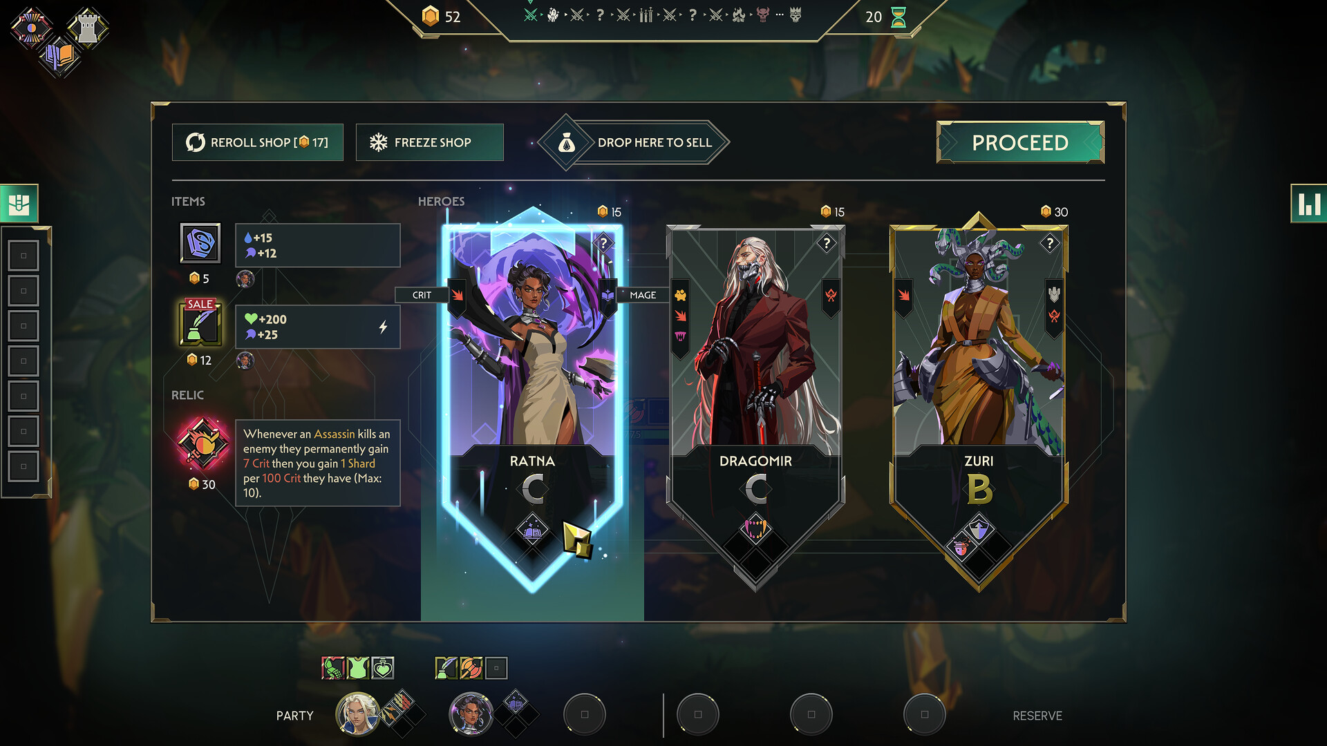 Guildrun battle interface with hero equipment